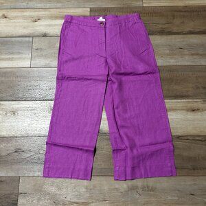 NWT - J.Jill Linen Wide-Leg Ankle Pants Lily Purple Size MP